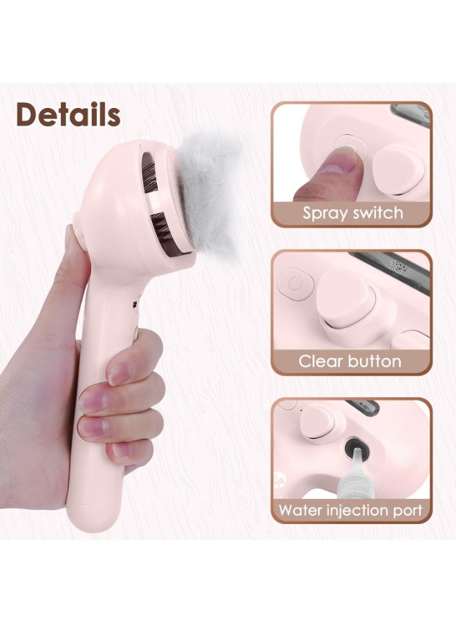 Bukela Pet Hair Comb, Cat Hair Brush with Water, Pet Hair Removal Comb with Water Tank, Wet Cat Comb, 2 in 1 Cleaning Brush Cat,Cat Brush with Release Button,Pet Hair Cleaner Brush for Cats (Pink) - Image 5
